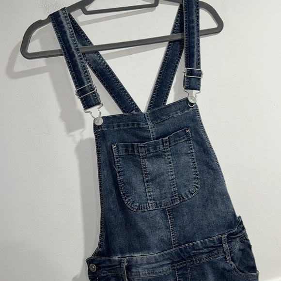 Wallflower Blue Denim Overalls crisscross back adjustale XL stretch - Picture 2 of 6